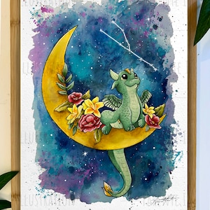 Baby Taurus Dragon Print | Fantasy Decor | Wall Decor | February Print | Dragon Print | Baby Shower Gift | Baby Room Decor | Nursery Decor |