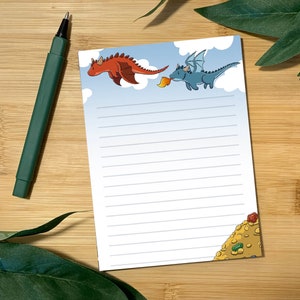 Playful Dragons Notepad | Memo Notepad | Lined Notepad | Fantasy Notepad |