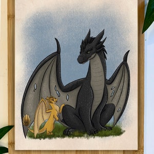Tairn and Andarna Print | Fourth Wing Art | Licensed Bookish Merch | Tairn and Andarna | Bookish Prints |  Onyx Storm | Iron Flame Merch
