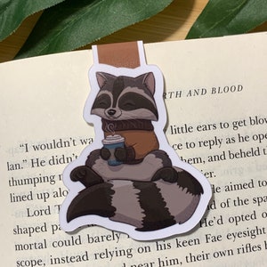 Coffee To Go Magnetic Bookmark | Magnet Bookmarks | Bookmark Magnets | Coffee Lover Gift | Raccoon |