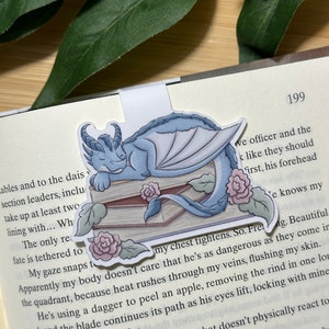 Sleepy Book Dragon Magnetic Bookmark | Magnet Bookmarks | Bookmark Magnets | Dragon Lover Gifts | Bookish | Fantasy Bookmark |