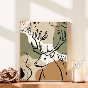 Boho Deer Print | Boho Decor | Wall Decor | Bohemian Print | Stag Print |