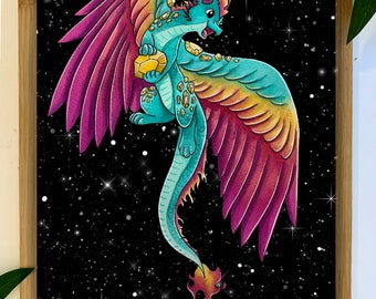 Citrine Dragon Print | Fantasy Decor | Wall Decor | November Print | Dragon Print | November Birthstone Gift | Citrine |