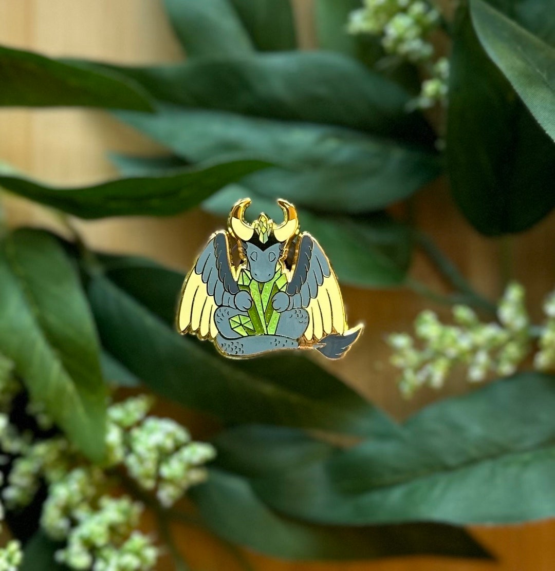 Peridot Crystal Dragon Hard Enamel Pin | Birthstone Pin | Crystal Pins ...