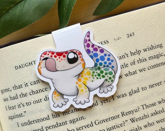 Rainbow Lizard Magnetic Bookmark | Magnet Bookmarks | Bookmark Magnets | Gecko Bookmarks | Fantasy Bookmark | Whimsical Bookmark |