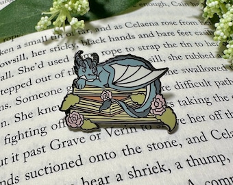Sleepy Book Dragon Enamel Pin | Dragon Merchandise | Bookish Merch | Pins |
