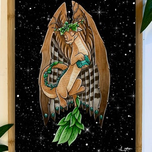 Emerald Dragon Print | Fantasy Decor | Wall Decor | May Print | Dragon Print | May Birthstone Gift | Emerald |