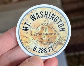 Mt. Washington 2 Zoll runder Vinyl-Kartenaufkleber (Grau und Orange)