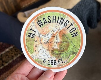 Mt. Washington 4 Zoll runder Vinyl-Kartenaufkleber (Grün und Orange)