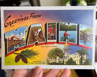Greetings from Maine 4 x 6 Inch Postkarte