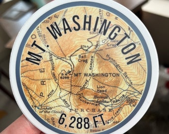 Mt. Washington 10,1 cm runder Vinyl Aufkleber (grau und orange)