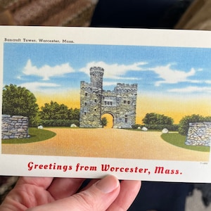 Greetings from Worcester, Mass., Bancroft Tower 10 x 15 cm Postkarte