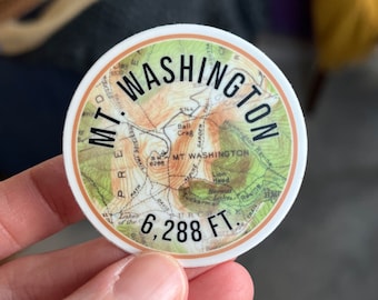 Mt. Washington 2 Zoll runder Vinyl-Kartenaufkleber (Grün und Orange)