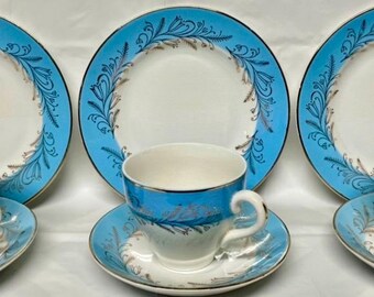 Vintage Blue Riband Dinnerware by Washington Pottery Ltd | Mid-Century Ironstone