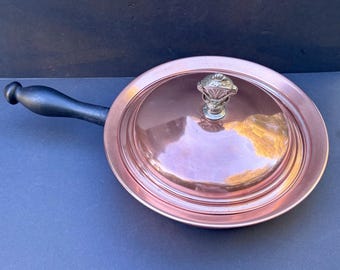 Vintage Coppercraft Guild Copper Pan Skillet with Lid and Wooden Handle