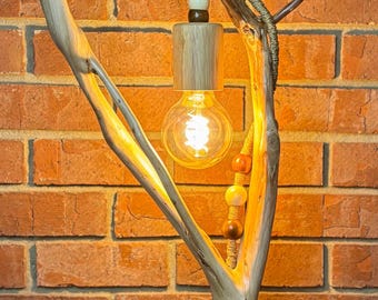 Unique Handcrafted Coastal Driftwood Table Lamp With Authentic Barnwood Base