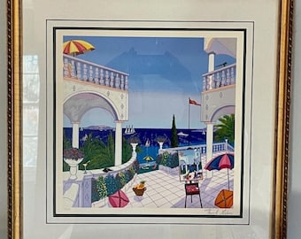 Fanch Ledan "Terrasse au Piano" Signed Limited Edition Art Serigraph #38/350