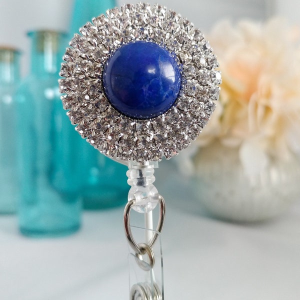 Marilyn.  A Beautiful Blue Lapis Center Stone Surrounded by Sparkling Rhinestones.