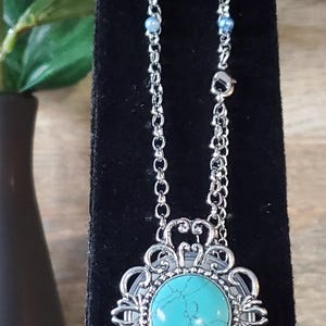 Ariana Silver and Turquoise Retractable Reel Badge and ID Holder. image 2
