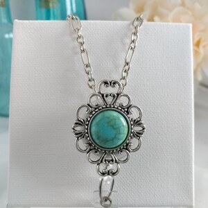 Ariana Silver and Turquoise Retractable Reel Badge and ID Holder. image 4