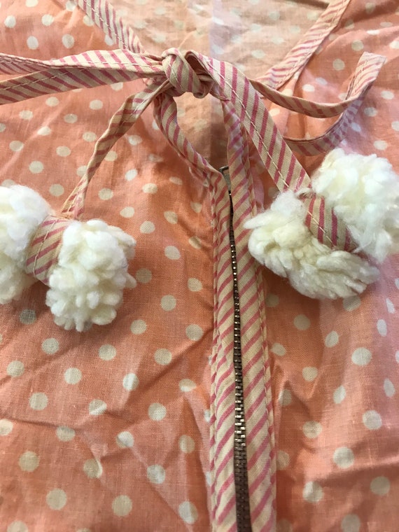 Vintage 60s peach polka dot apron/ vest - image 3