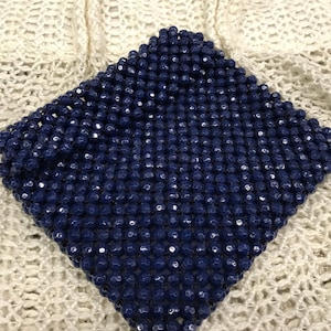 Vintage navy blue beaded clutch