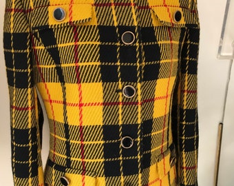 yellow plaid skirt and blazer vintage