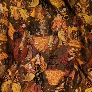 Vintage Vat Dyes linen- Renaissance print