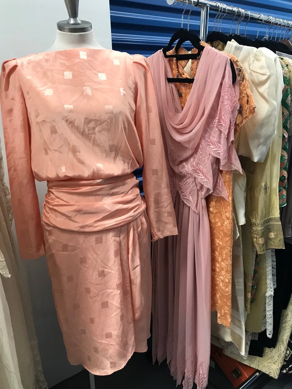 Vintage 80s peach dress