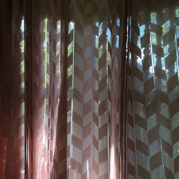 Chevron pattern semi sheer curtains- dusty rose/ pink