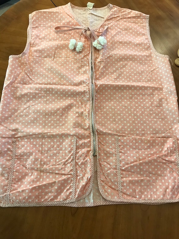 Vintage 60s peach polka dot apron/ vest - image 2