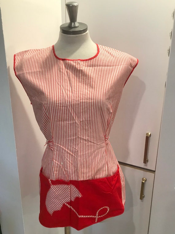 Vintage Red Striped Apron/ Vest - Etsy