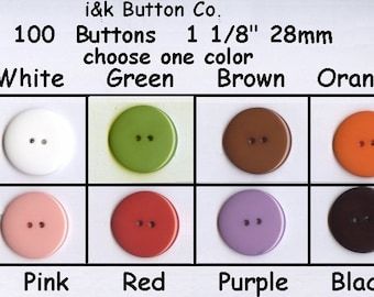 100-1000 pcs. Choose one color from the 10 Colors of Shiny Buttons  1 1/8" Blue Pink Green Yellow Black Red Orange Purple White or Brown