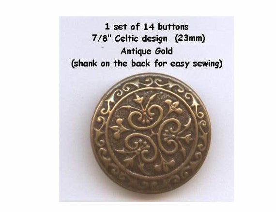 1920s Brass Metal Shank Buttons 7/8 Inch Set of 4