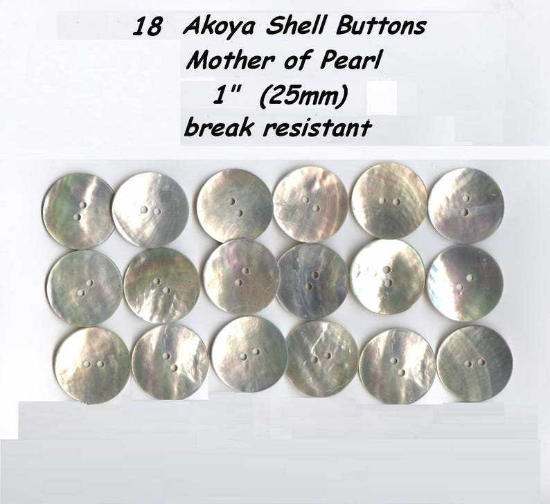 18 Akoya 1 Shell Mother of Pearl Buttons 40L Agoya custom orders available for the exact quantity you need 25mm