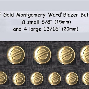 1 Set of Gold Metal Montgomery Ward Blazer Buttons 8+4 vintage collector