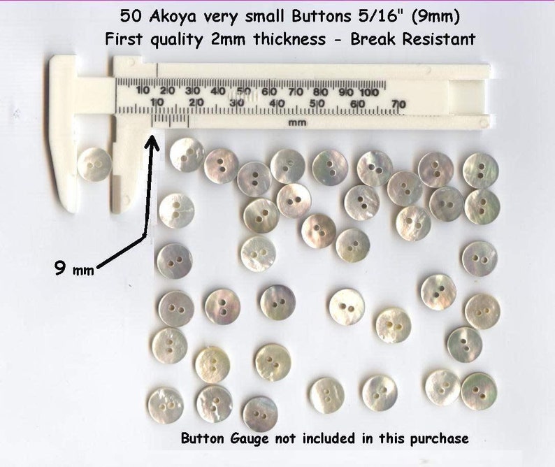 50 Akoya 5/16 Shell Mother of Pearl 9mm 13L Doll Buttons Superior Quality and thickness iridescent luster custom orders available image 1