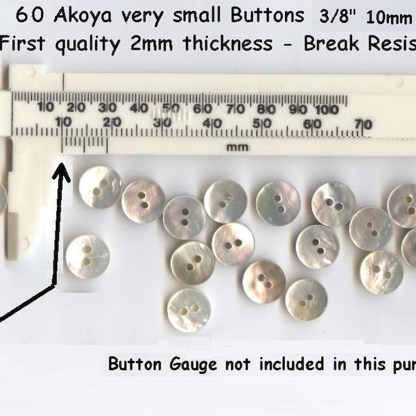 60 Akoya 3/8"  Shell Mother of Pearl (10mm) 16L Doll Buttons - Superior Quality and thickness - iridescent luster  - custom orders available