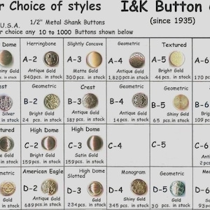 10 to 1000 pcs. 1/2&quot; Metal Small  Buttons your choice 35 styles 12mm- Costumes School Plays Medieval Renaissance Faire Clothing WHOLESALE