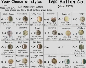 10 to 1000 pcs. 1/2&quot; Metal Small  Buttons your choice 35 styles 12mm- Costumes School Plays Medieval Renaissance Faire Clothing WHOLESALE