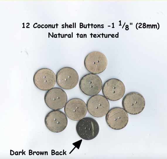 very durable 10 Natural Coconut Shell Buttons 3//4/" 2 hole brown tan 18mm