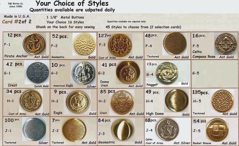 8 Metal 1 18 Buttons Silver Antique Pirate Gold 28mm Medieval Clothing Renaissance Faire Halloween Costumes School Plays-Your Choice