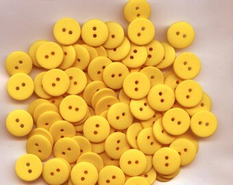 100 5/8" Buttons Bright Yellow  Matte finish flat back for Clothing Crafts or Scrapbooking - other colors available