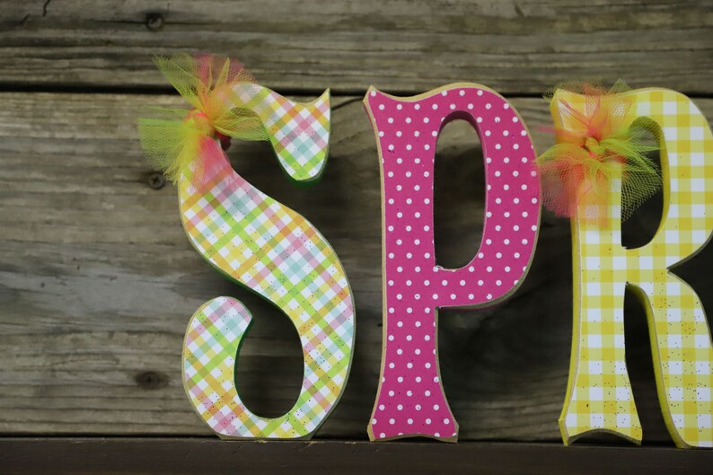 Spring Decor Wood Letters Spring Letter set with Tulip Etsy