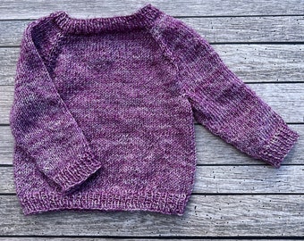 Hand Knit Baby Sweater - Sparkly Purple Sweater
