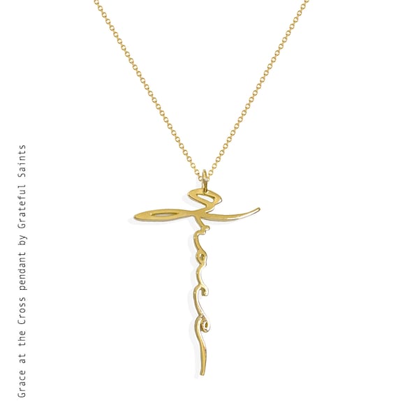 GOLD Grace at the Cross Pendant Only Christian Gift  14k / 18k GOLD or PLATINUM Made-to-order
