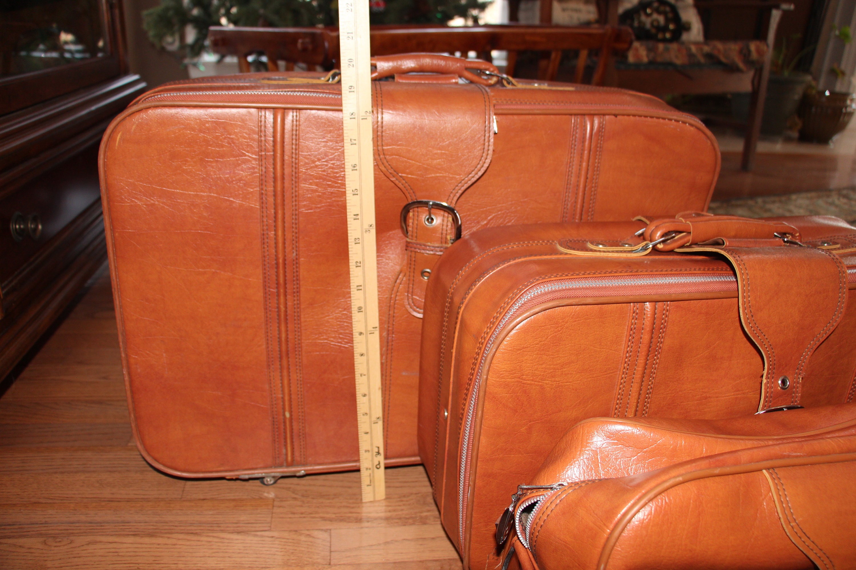 Vintage Sears Three 3 Piece Luggage Set Zipper and Buckle Etsy