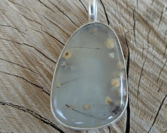Tube agate, pendant, hand crafted  in sterling silver