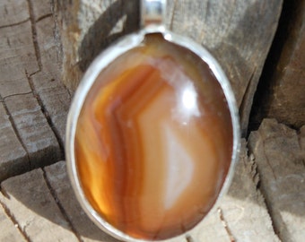Brazilian agate, pendant, hand crafted  in sterling silver