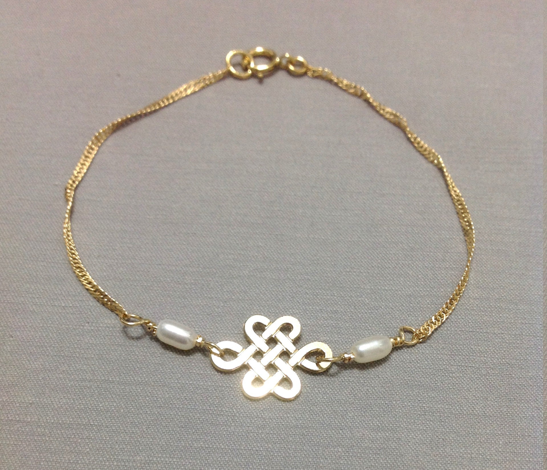 Pearls Bracelet Endless Knot Bracelet Natural Pearls Etsy Nederland